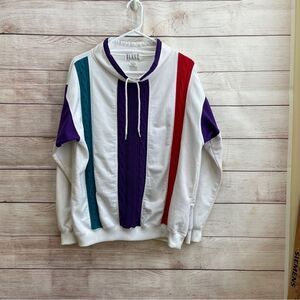 VINTAGE BLAST‎ COLORBLOCK SWEATSHIRT WITH CABLE KNIT INSETS